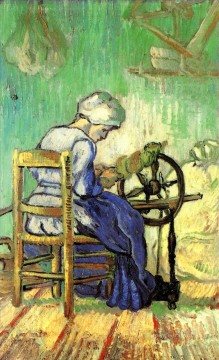 Vincent Van Gogh Painting - La hilandera según Millet Vincent van Gogh